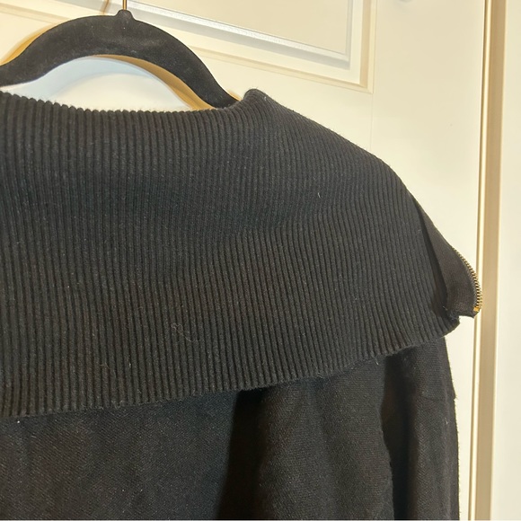 ZARA KNIT FUNNEL NECK 1/4 ZIP SWEATER WITH BALLOON SLEEVES IN BLACK SIZE MEDIUM - Picture 10 of 14